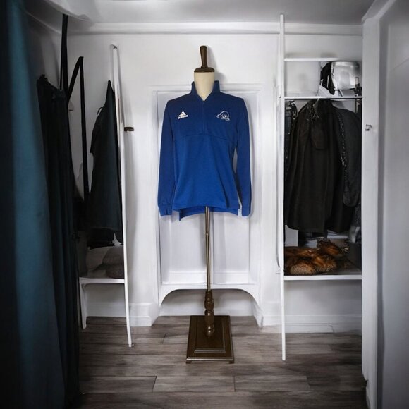 Adidas Blue Delaware Blue Hens Logo Pullover Men's Long Sleeve Half Zip L Jacket - Picture 1 of 7